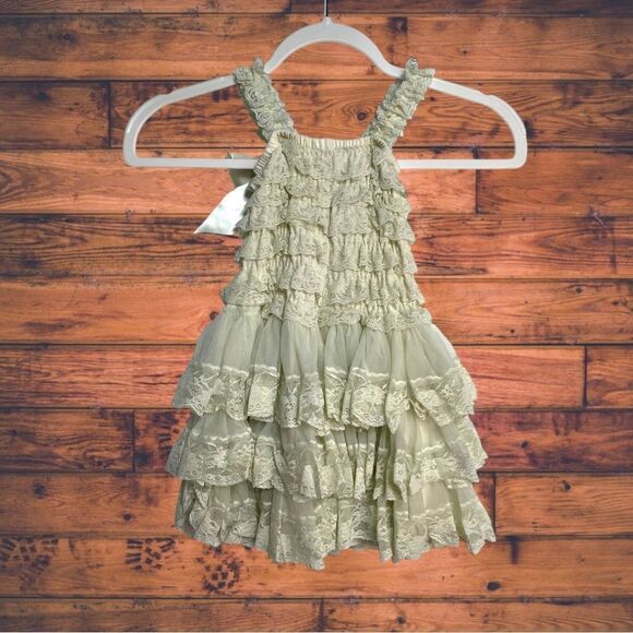 5 for $25🔥Lace Off White Tiered Lace Sleeveless Dress Girls Large - Picture 2 of 6